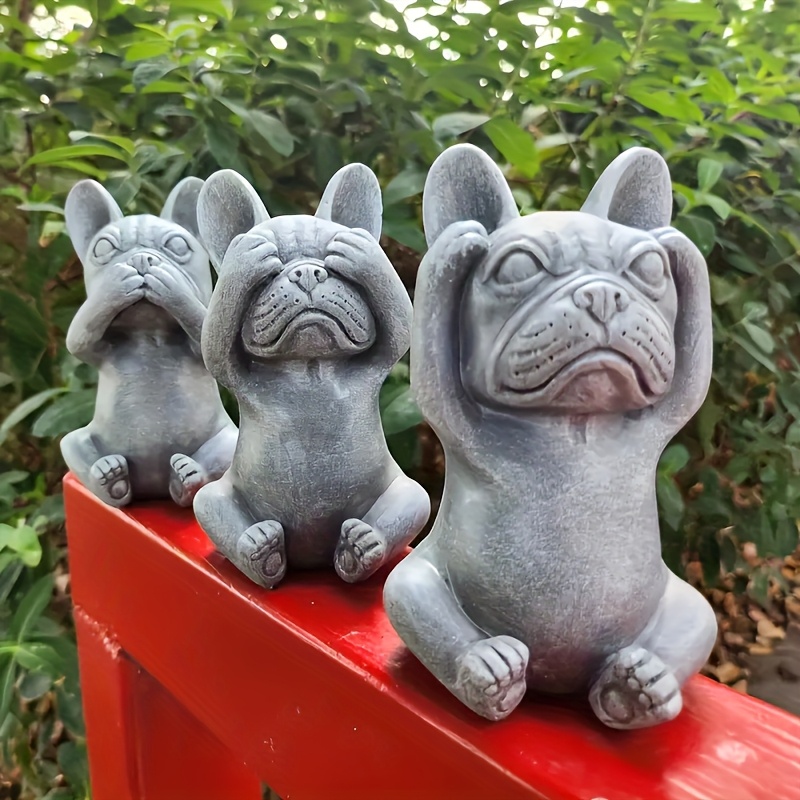 

1pc French Bulldog Resin Statue, " No" Garden Ornament, Outdoor Patio Decor, Desk Figurine