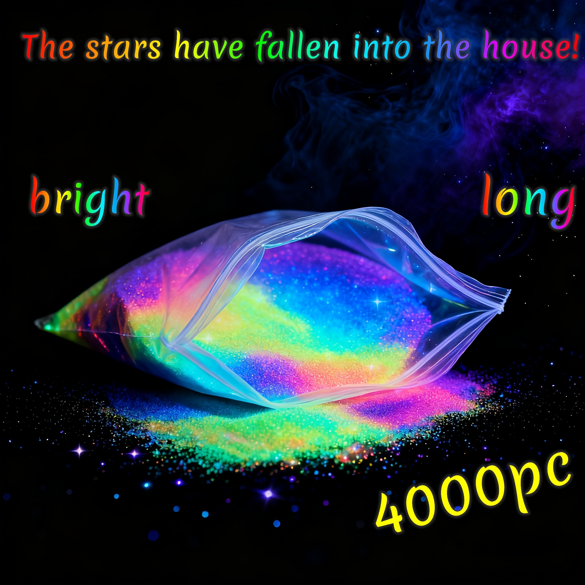 E-shop 4000 Stück Leuchtende Harzsteine, Garten Deko, Hof Deko, Fluoreszierende Superhelle Multicolor Leuchtperlen, Kein Benötigt, Geeignet für