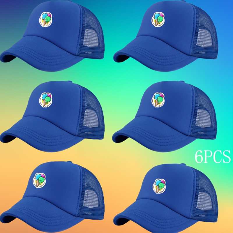 TEMU 6pcs Personalized Custom Logo Baseball Caps - Funky Retro Style With Breathable Mesh Back, Polyester For Outdoor Activities, & Wedding Gifts