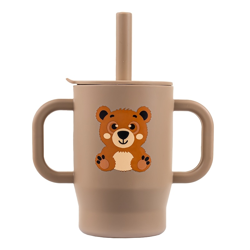 Image of Vodvob 180ml Silicone Training Cup Shatterproof Straw & Open Cup Creative Pattern Learning Cup Ramadan Birthday Gift Safe Portable Durable Attracts Optional Drinking Method Suitable Small Gift
