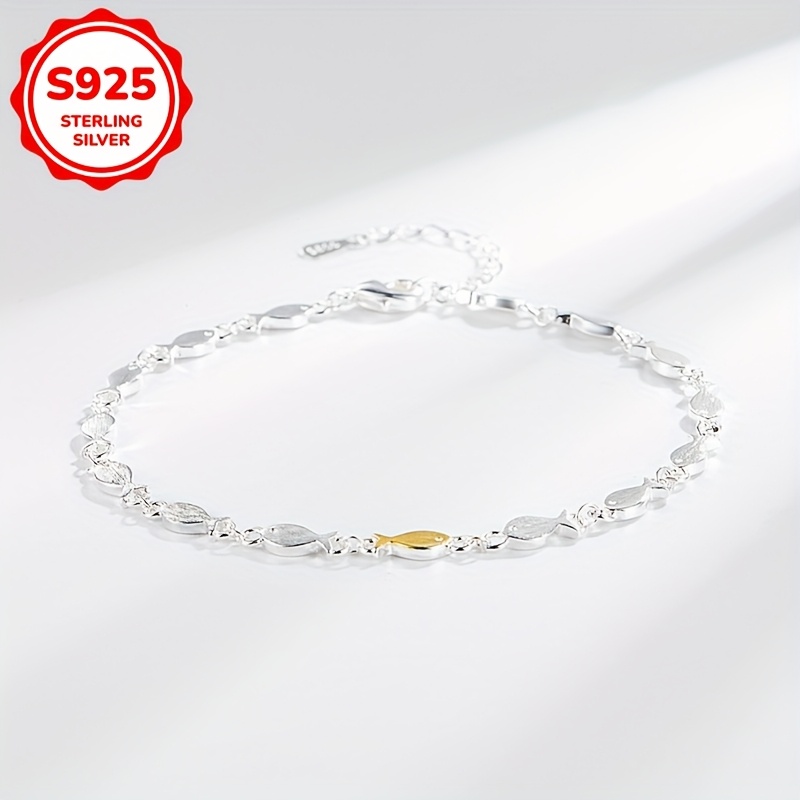 S925 Silver Two Spliced Fish Bracelet