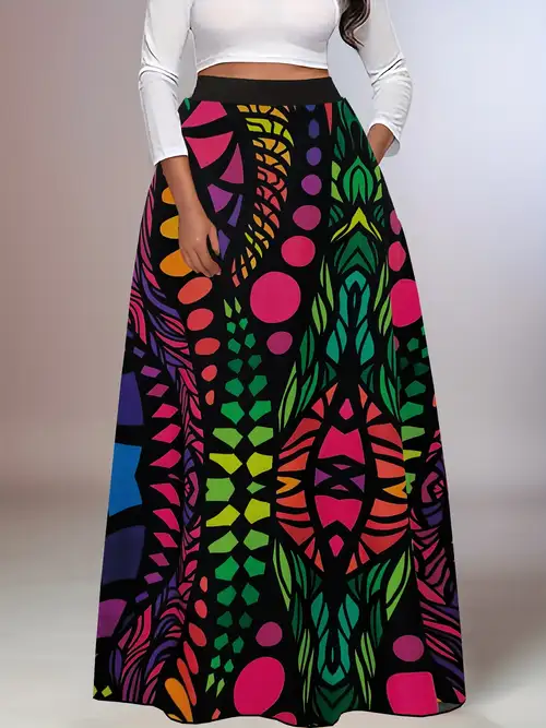 Plus Size, Plus Size Women's */Summer Long Dress, Afro-Inspired Print, Double Pockets * Vacation Beach Maxi Dress Plus Size, Plus Size Women's */Summer Long Dress, Afro-Inspired Print, Double Pockets * Vacation Beach Maxi Dress