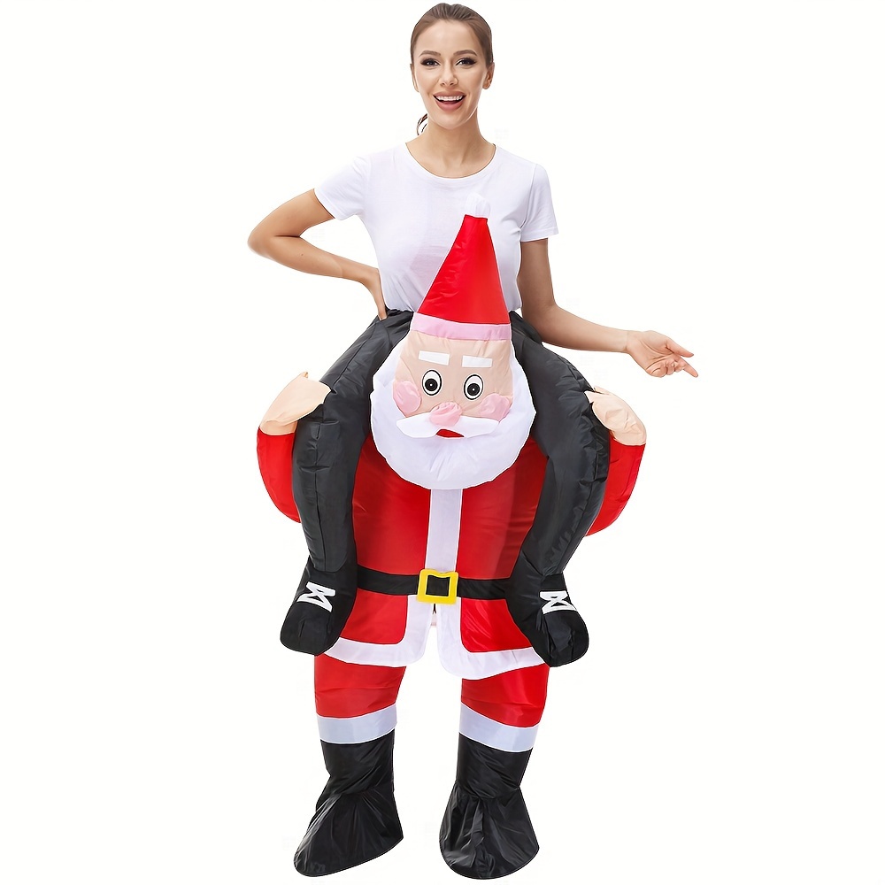 TEMU Christmas Costume, Party Set Christmas Eve Holiday Fun Character Riding Santa Inflatable Costume Figure Clothes