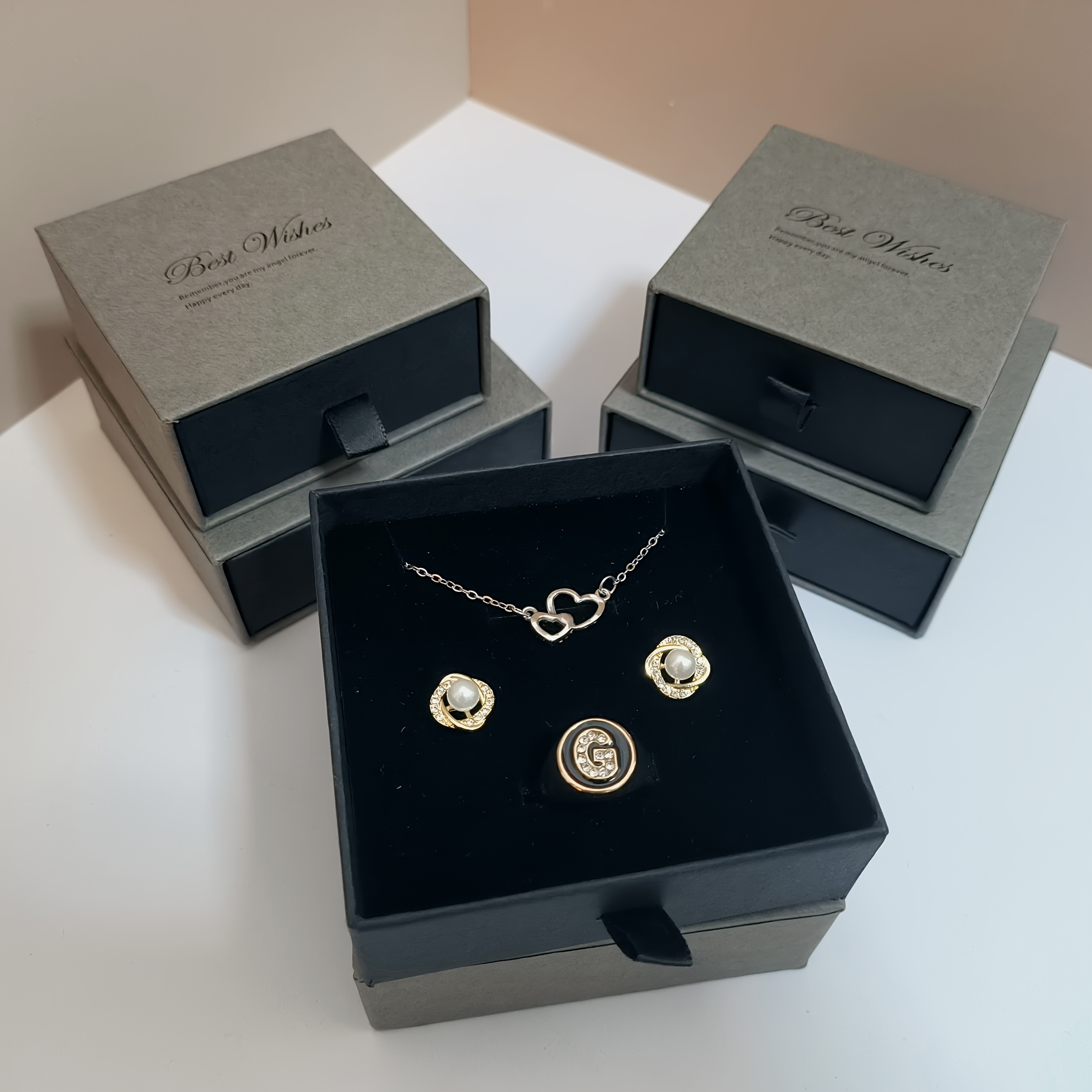 12pcs gray fashion drawer jewelry box simple and   box hard paper material can store rings earrings necklaces earrings suitable for jewelry display box gift box valentines day birthday gift Product details 2