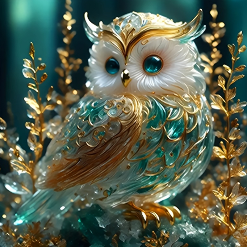 

1pc 5d Diamond Painting Set, Crystal Owl Animal Theme, Round Diamond Art , Decoration, 30x30cm/11.8 Inches X 11.8 Inches, Suitable For All Of Wall Decorations And Desktop , A Gift!