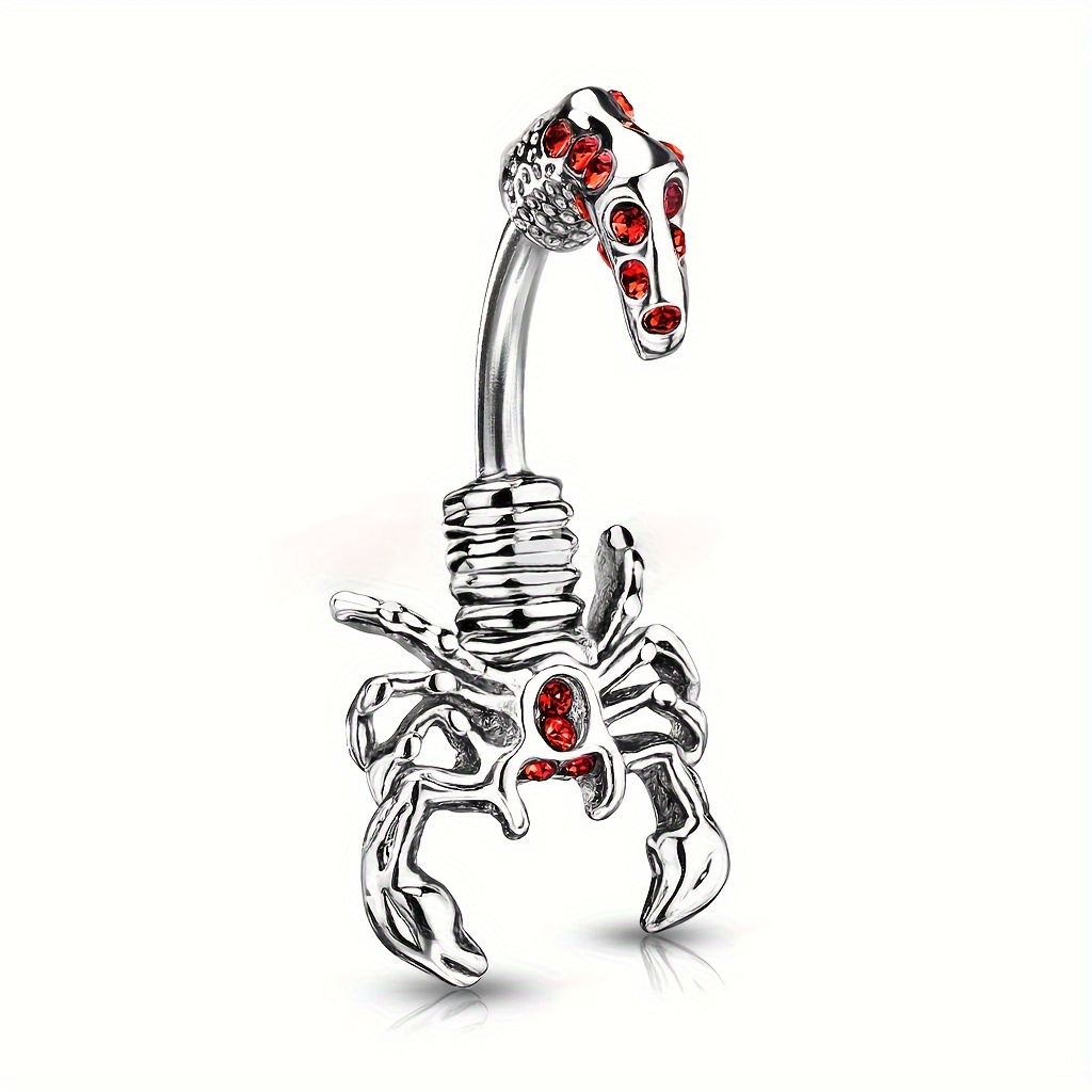 E-shop Bauchnabelpiercing mit Skorpion-Design Strasssteinen, Edelstahl-Nabelschmuck mit drehbarem Schwanz, Körperpiercing-Schmuck, Geschenk für