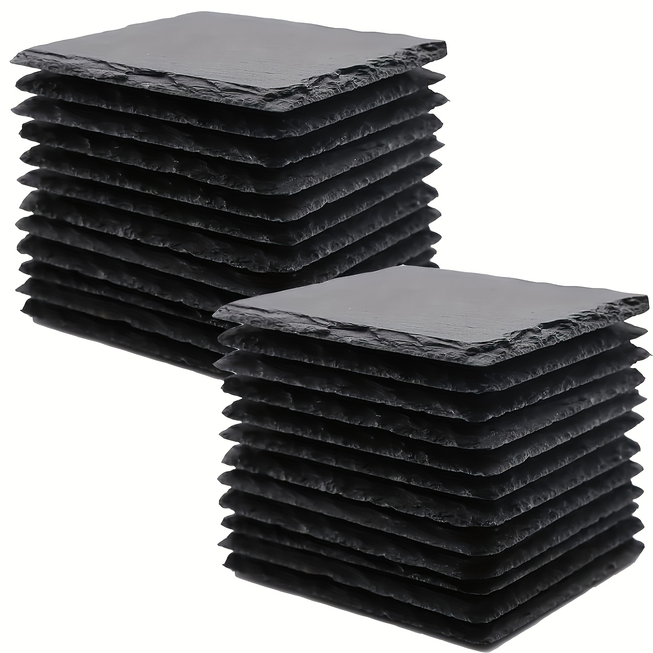 Image of Dofiki 24pcs Slate Coaster 4 Inch Square Black Coaster Set, Laser Engraved Blanks, With Scratch-resistant Bottom, For Home Office, Bar Coffee Kitchen Outdoor Picnic, Housewarming Gift Wedding Party