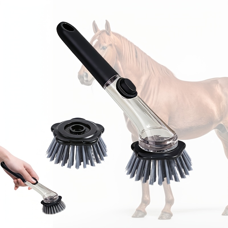 TEMU Heavy-duty Liquid-filled Hoof Brush With Replacement, Large Capacity Liquid Reservoir Reduces Refills, Durable Bristle For Long Life, Heavy-duty