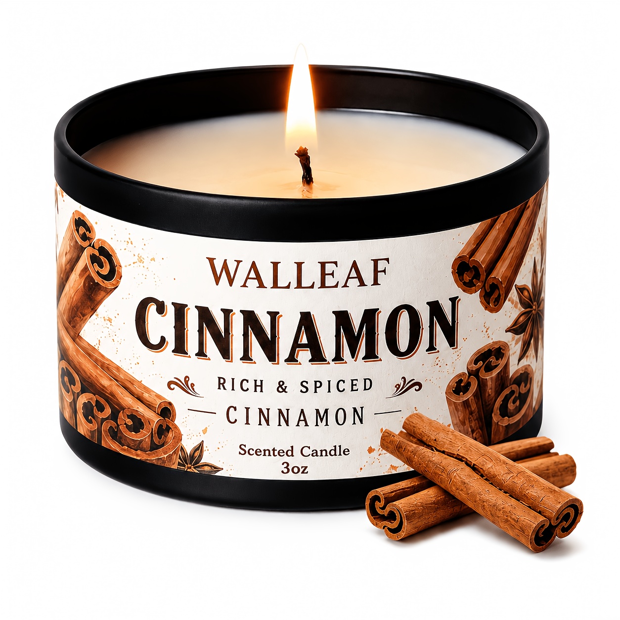 TEMU Autumn Cinnamon Spice Themed Scented Candle Walleaf, Allspice And Maple Leaf Retro Design, Warm Autumn Seasonal Home Desktop Decor, Christmas,