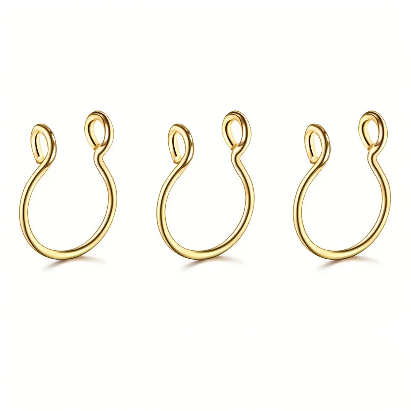 Women's Stainless Steel Round Faux Lip Ring Non-Piercing Nose Ring
