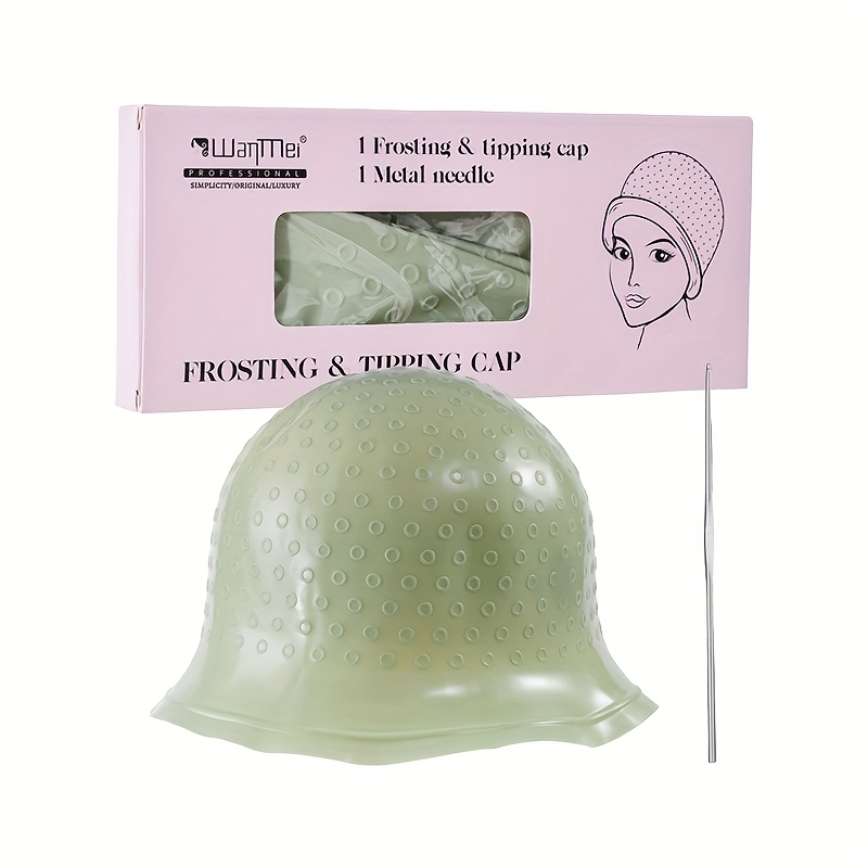 Silicone Hair Coloring Cap with Hook Needle