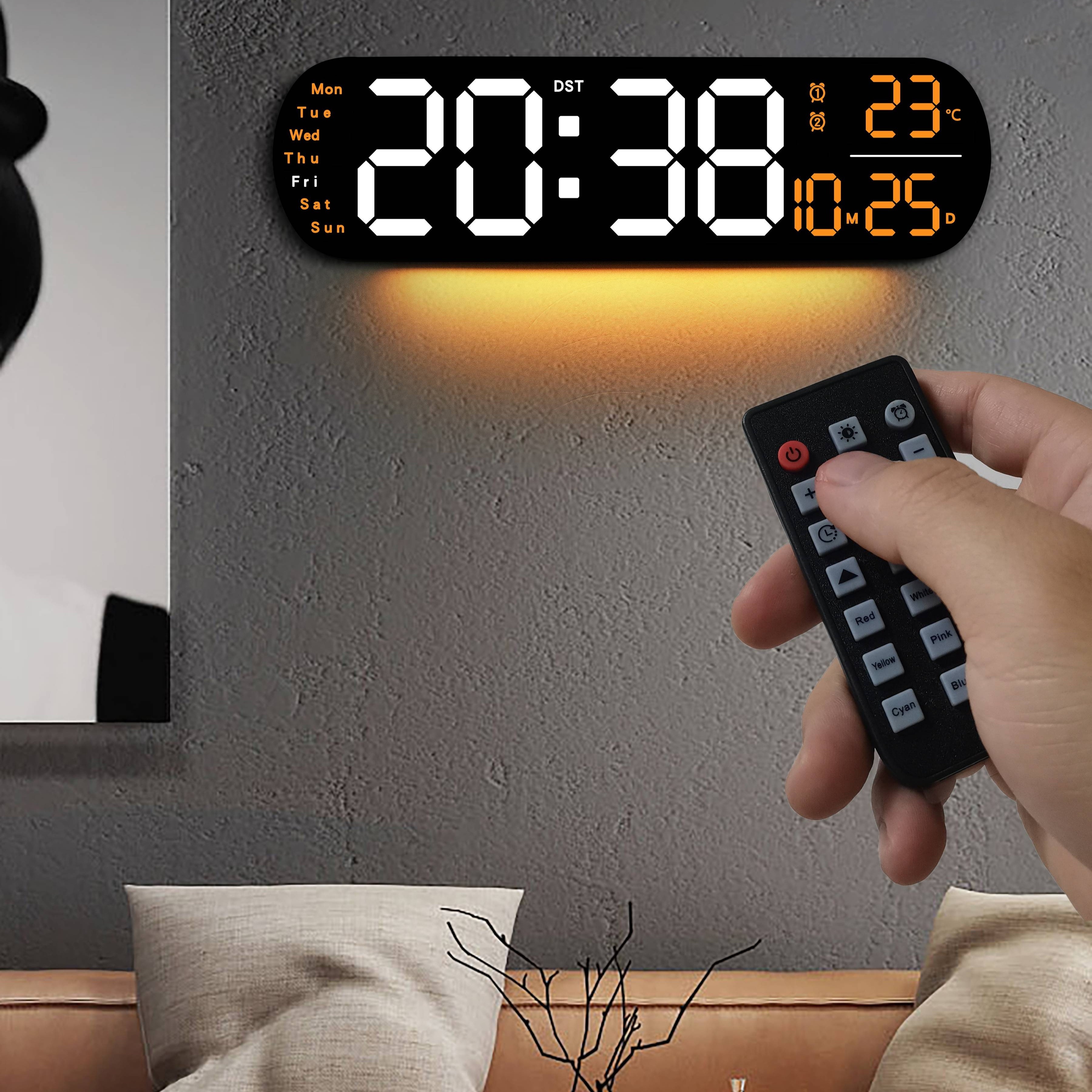 Auto Dimmable Digital Wall Clock With Remote Control Corded Electric