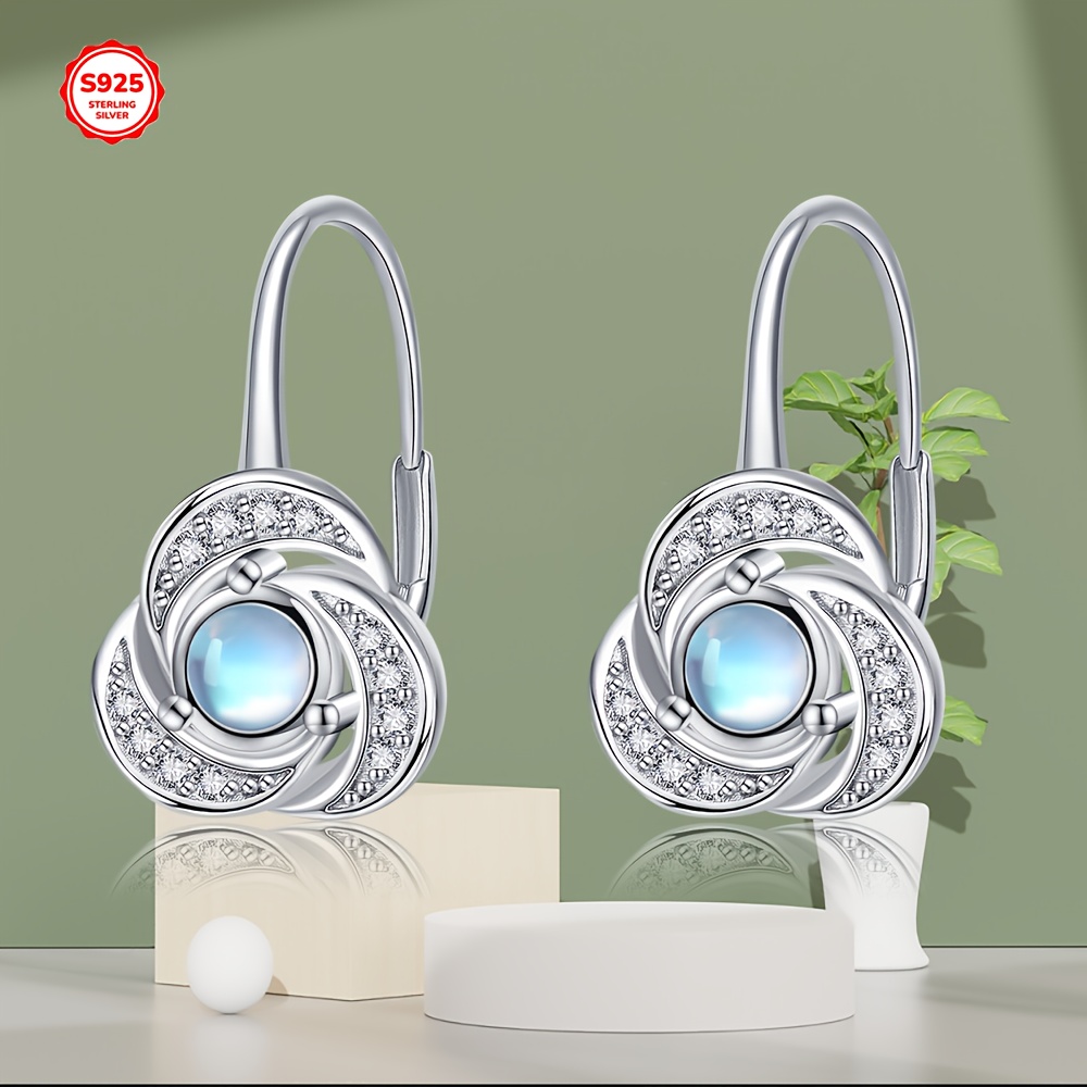 Image of Celtic Synthetic Earrings 925 Sterling Silver Celtic Earrings Knot Leverback Earrings Synthetic Jewelry For Women