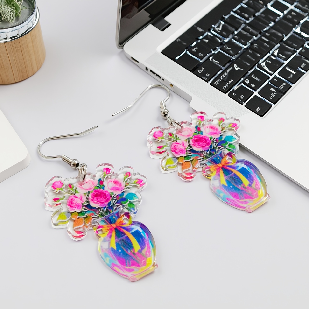 Stylish Floral Drop Earrings for Women, 2D Flat Design