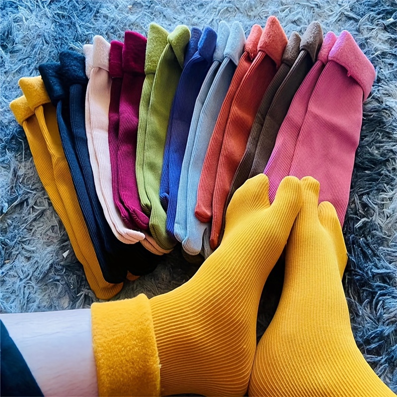 

3pcs Cozy Fleece-lined Two-toe Snow Socks For - Warm, Mid-calf Winter Socks In Vibrant , Holiday Parties, Christmas Socks