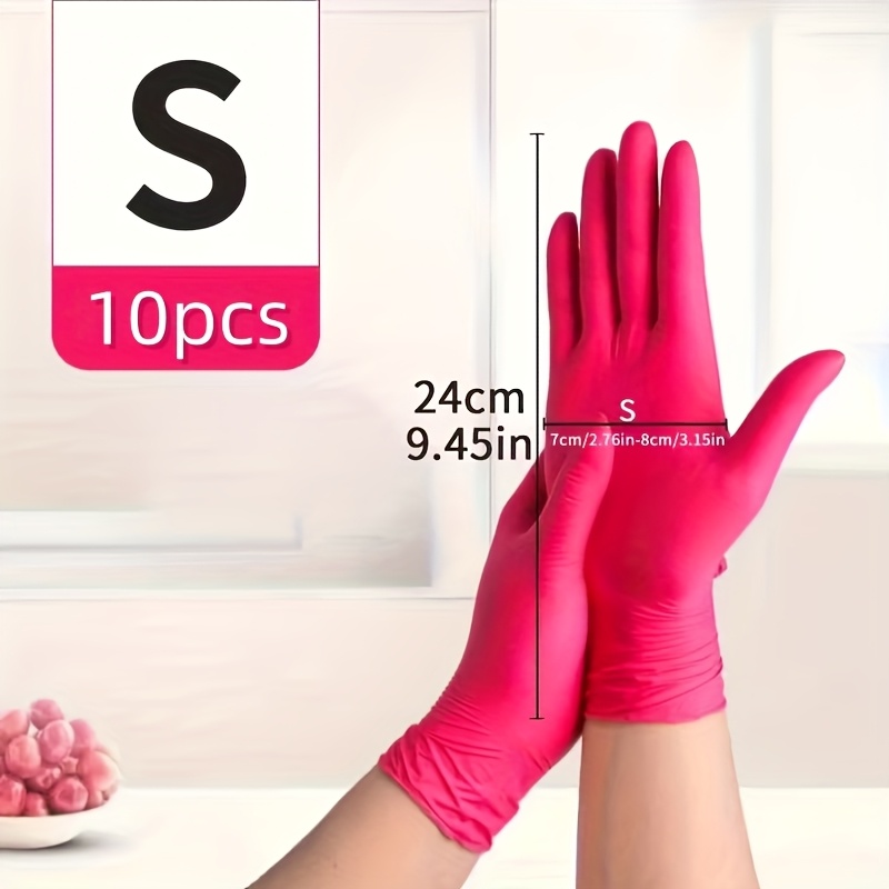 TEMU Guantes desechables de de nitrilo rosa , duraderos y ligeros, adecuados para limpieza del hogar, peluquería, cuidado de mascotas, cuidado y