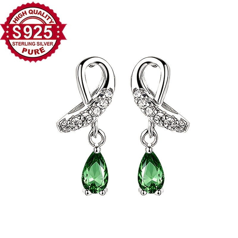 Women's S925 Silver Teardrop-shaped Zircon Stud Earrings
