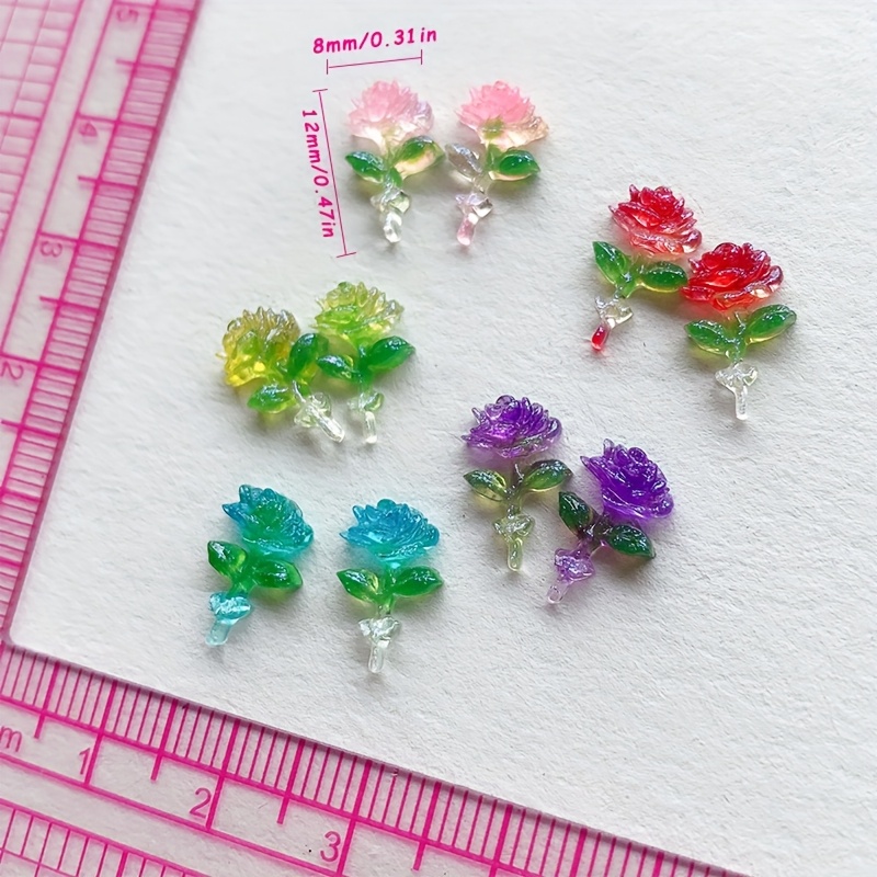50pcs mixed 3d rose charms set shiny glow in dark mini roses Temu