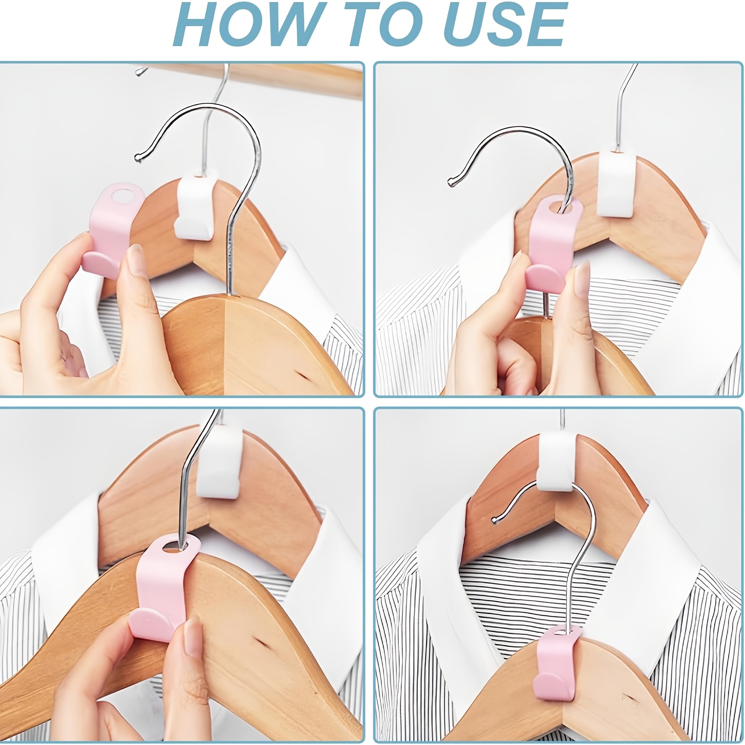 12/24pcs Space-Saving Hanger Clothes Attachment Hooks