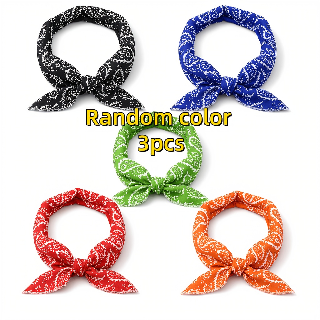 Image of 3pcs Cooling Bandanas, Instant Ice Cool Neck Wrap Scarves, Paisley Sweat-wicking Headbands For Summer Outdoor Use (random Color)