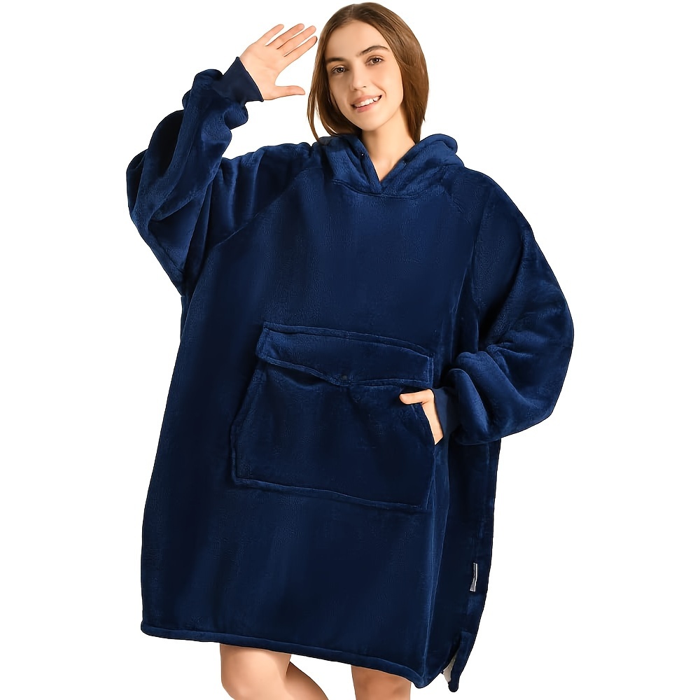 

Krifey Wearable Blanket Hoodie, Sherpa Hooded As Birthday Gifts For Mom Women Girlfriend Men, Oversized Cozy Sweatshirt With Pocket, Navy