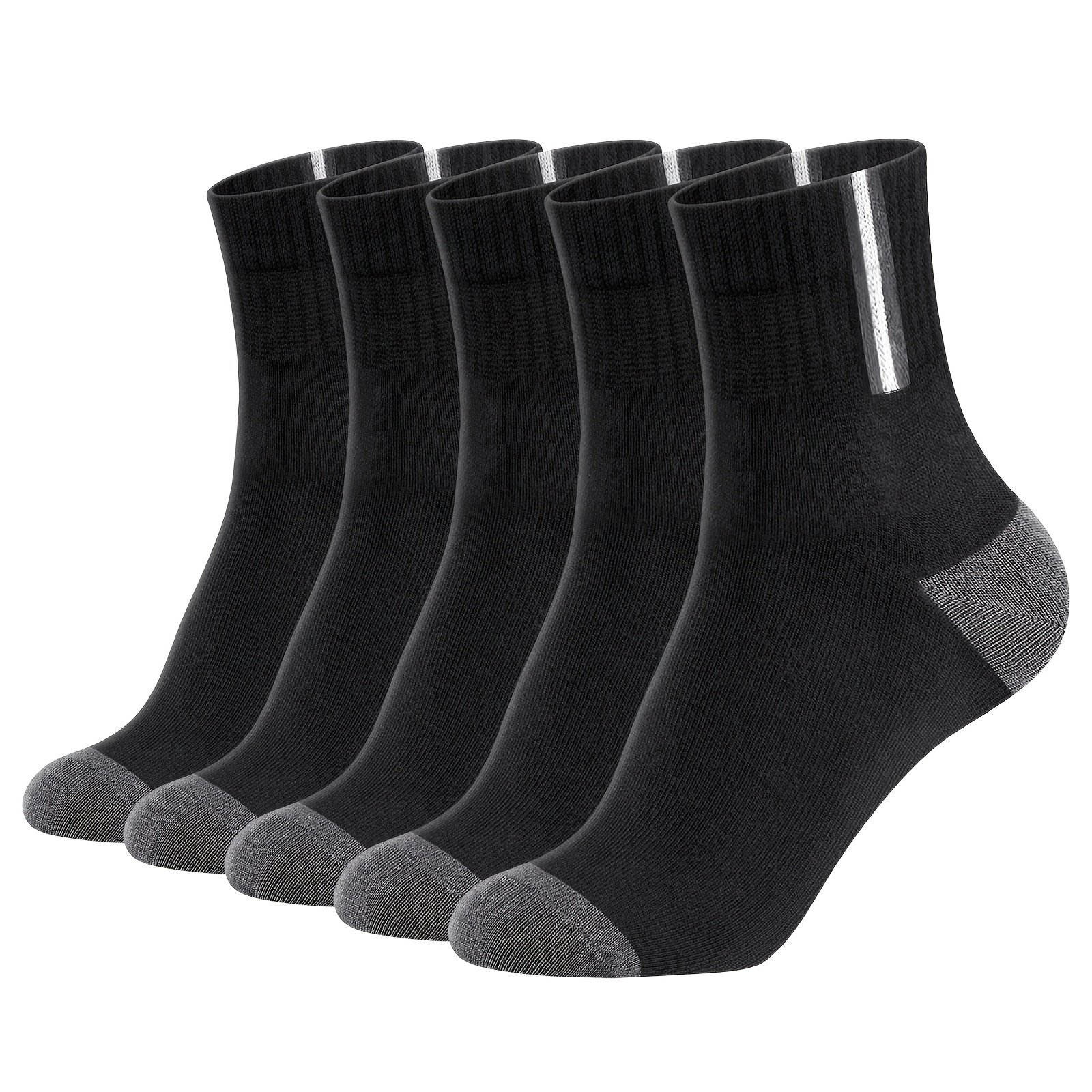 TEMU 5 Pairs Men's Bamboo Fiber Socks - Bamboo Fiber Mid-calf Breathable Soft Suitable For Work, Office, & Daily Wear | Machine Washable Solid Color