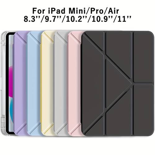 item picture case for ipad 9 2 5th 6th 7th 8th 9th 10th 11th 9 11 2 3 4 5 6 7 11 2024 2025 mini 6 7 8 3 pro 11 2018 2020 2021 2022 tablet protective cases transparent 3 y fold acrylic anti bending new hard case with pencil