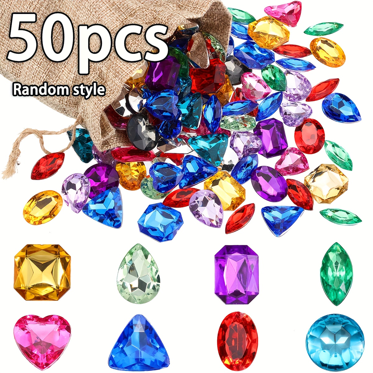 Image of 50/100/200pcs, Gems Pirate Treasure Jewels Fake Acrylic Gems Multicolor Bling Plastic For Party Table Decorations Pirate For Party Favors (random Color, Random Shape)