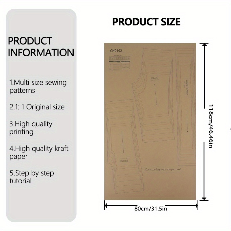 TEMU Scott Pants Size 9 (6m - 10y) Sewing Patterns, 1:1 Scale Garment Patterns, Beginner's Sewing Kit, Clothing Prototype Patterns, Perfect Tailoring