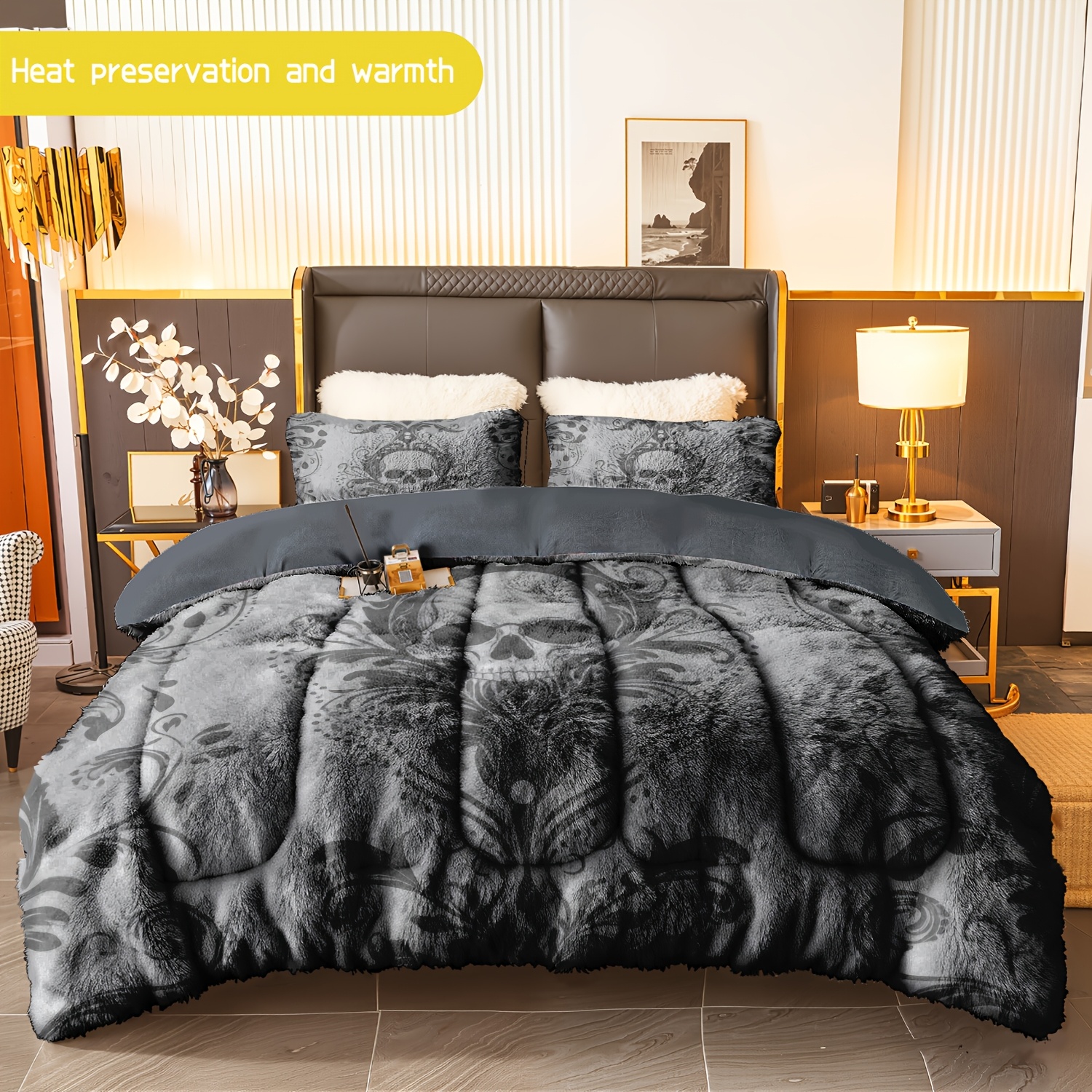 TEMU 3pcs Set (1 Comforter + 2 Pillow Covers) Featuring A Design, Made From Flannel And Milk Velvet, Providing Soft And Warm Bedding For Adults, A