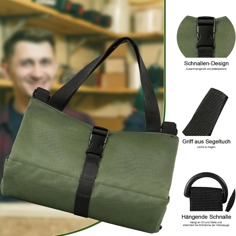 1 juego de bolsa enrollable para herramientas, multifuncional, ideal para mecánicos, electricistas, carpinteros y herramientas automotrices, resistente y duradera, fácil de transportar, equipo de seguridad industrial, otros protectores personales