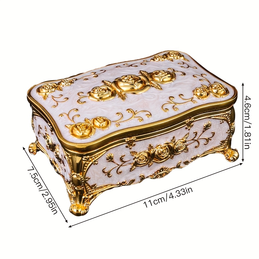 TEMU 1pc, Beautiful Enamel Jewelry Box, European Jewelry Storage Box, Vintage Home Earrings, Rings, Necklaces Display Box, The Gift For Women, Jewelry Box