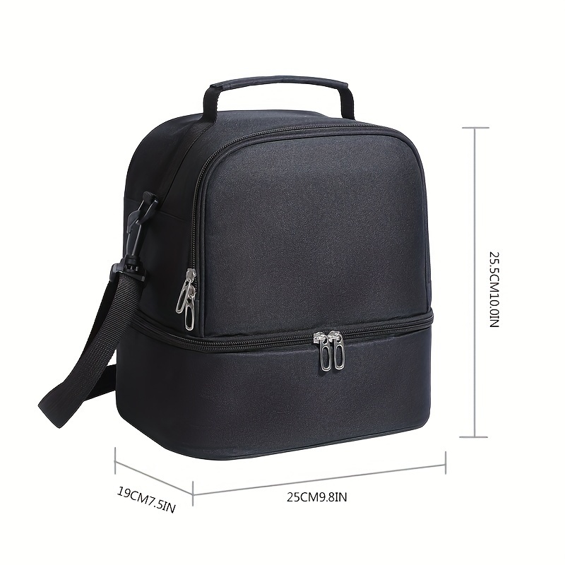 TEMU Double-layer Thickened Insulated Cooler Bag, Simple Solid-color Tote Ice Pack, Suitable For Work, School, Outdoor Camping, Beach Leisure, With