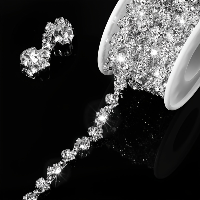 Image of Shiny Rhinestone Decorative Chain, 17 Inches/35 Inches In Length, Suitable For Wedding Dress, Evening Gown, Hair Accessory, Shoes, Hats And Handicrafts Decoration, Additions