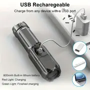 1pc led flashlight usb rechargeable with 18650 lithium battery plastic lamp shade portable for hiking camping outdoor emergency 800mah capacity details 4