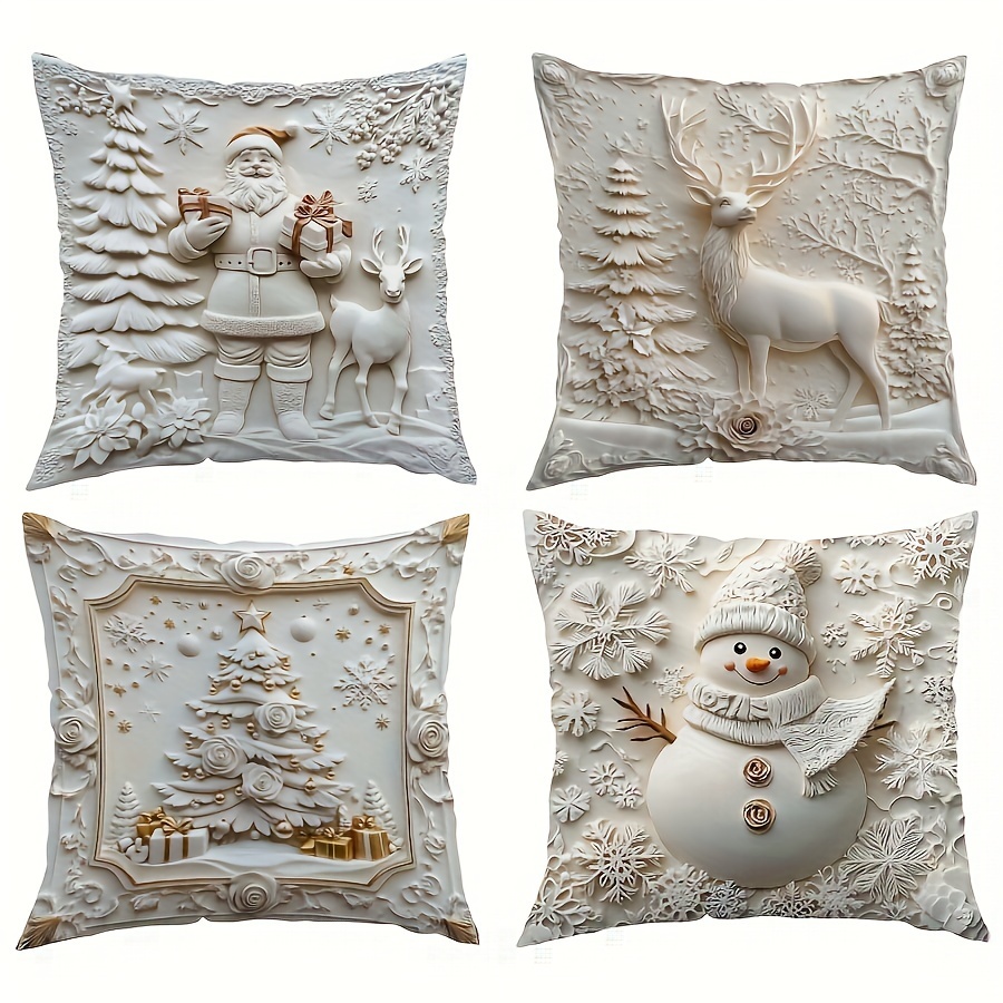 

4pcs Christmas , , , Snowman, & , 100% , , , Cushion For - No