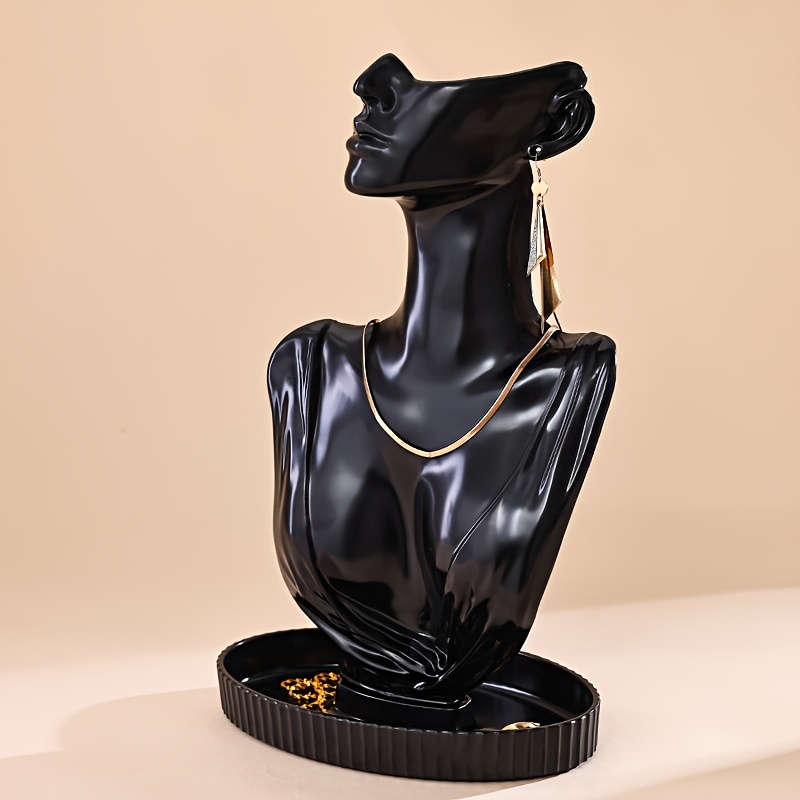 TEMU Elegant Jewelry Display Mannequins: Black, White, And - Pc Material - Organizing And Showcasing Necklaces, Earrings, And Pendants