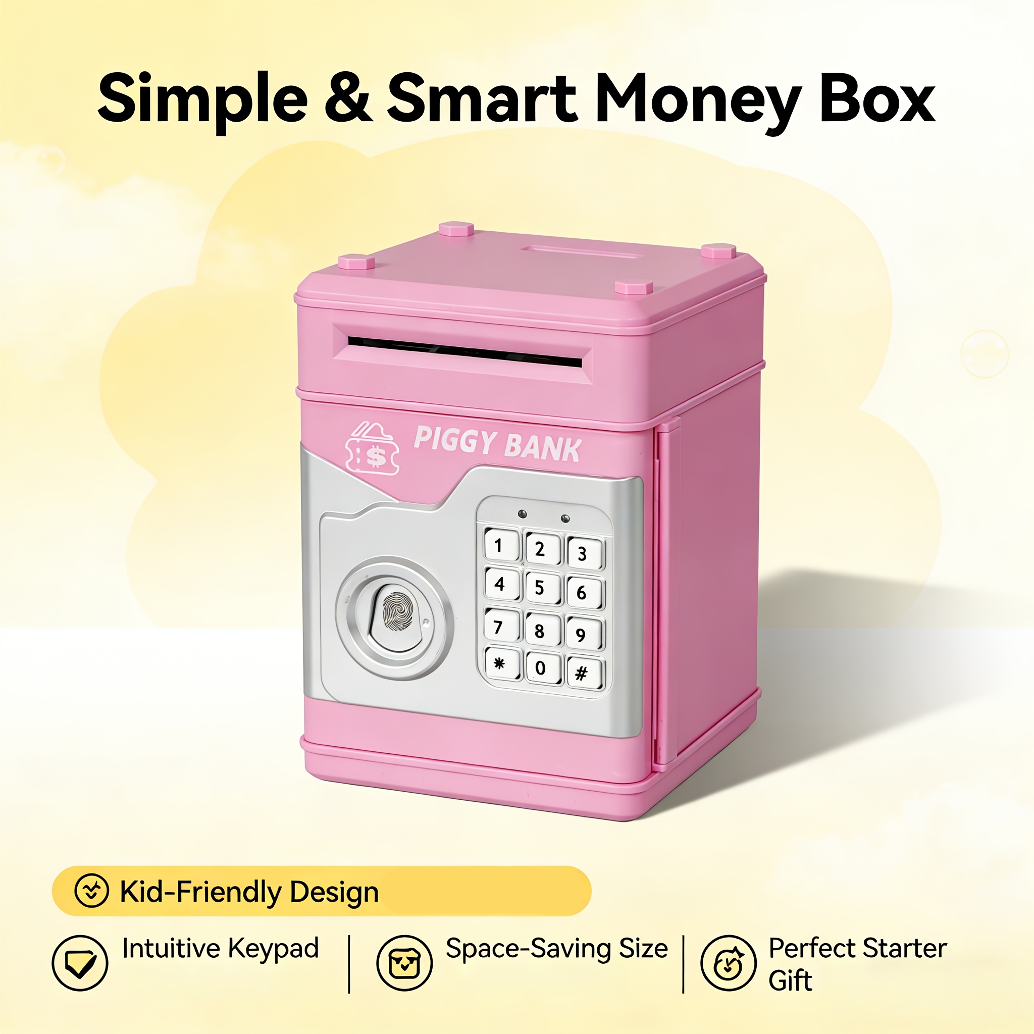   money bank suitable for children aged 3 and above features password lock simulated fingerprint buttons and atm style automatic bill insertion function large capacity   resistant storage box for   and banknotes
