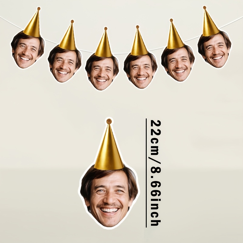6pcs Custom Photo Face Banner with Party Hats