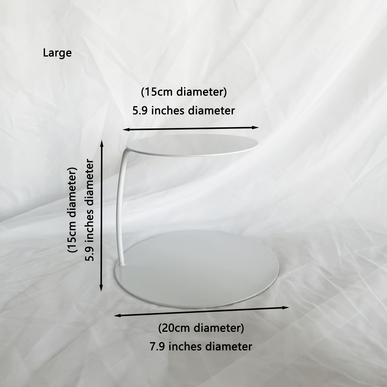Image of Side Single Bar Curved Floating Cake Stand, By White Metal Invisible Cake Layers, Used As A Layered Cake Divider For Wedding Party Cake Decoration
