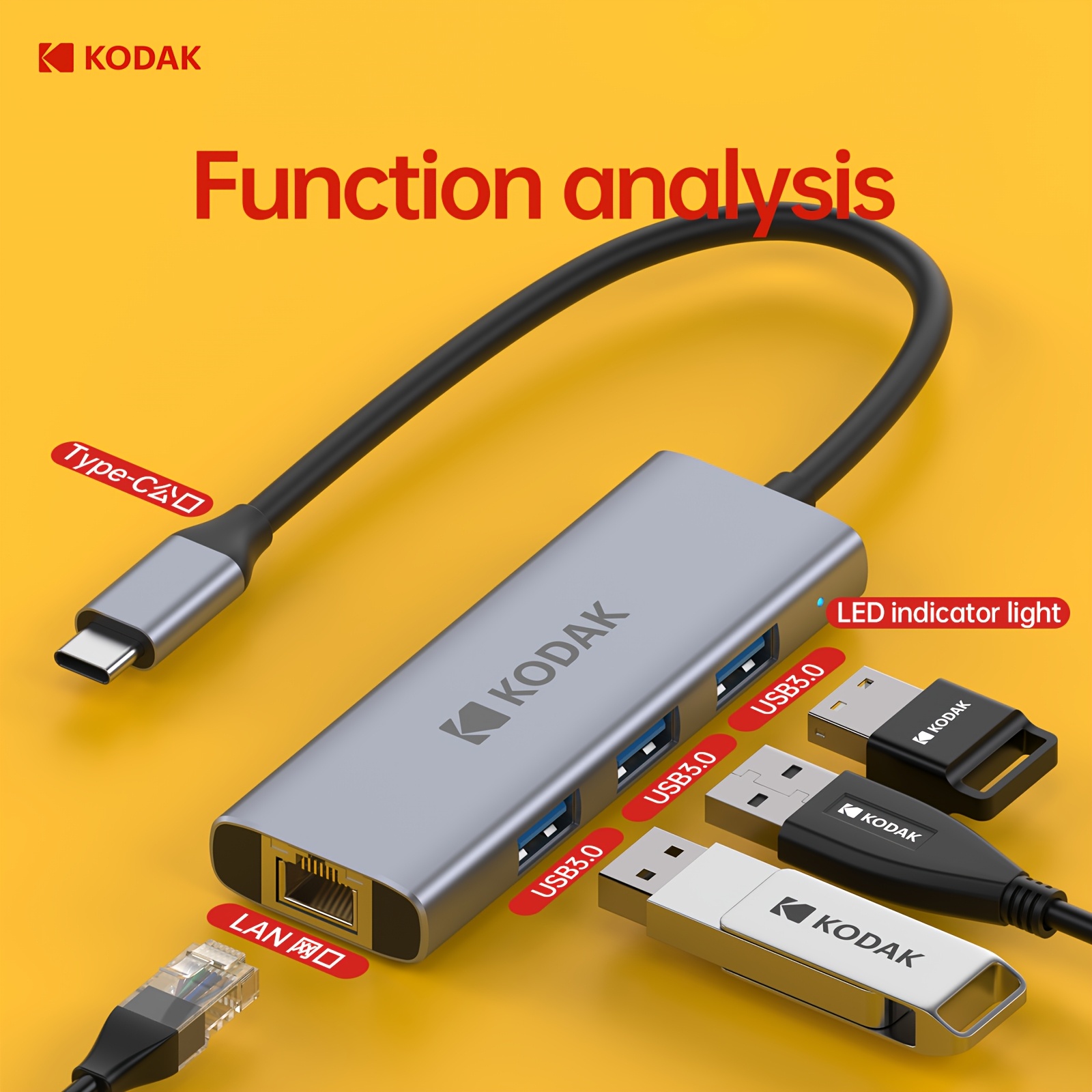 item picture     4 in 1 rj docking  343 featuring an rj45 network port and three usb 3 0 ports offers gigabit high speed internet access and supports data transfer between different storage devices like computers tablets