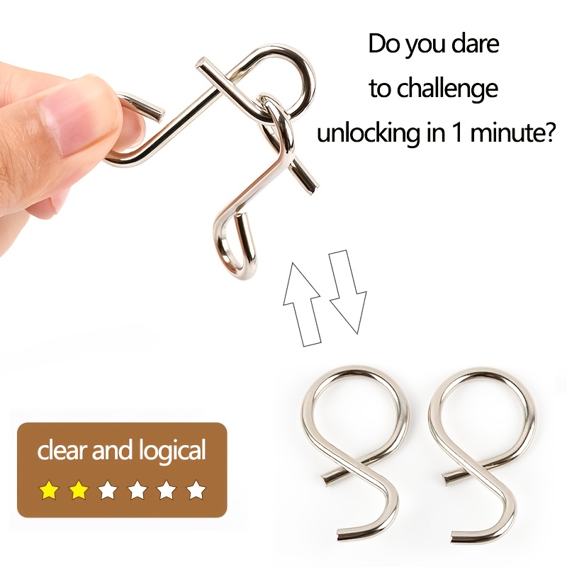9pcs Metal Unlock Link Game with Puzzles and Storage Box