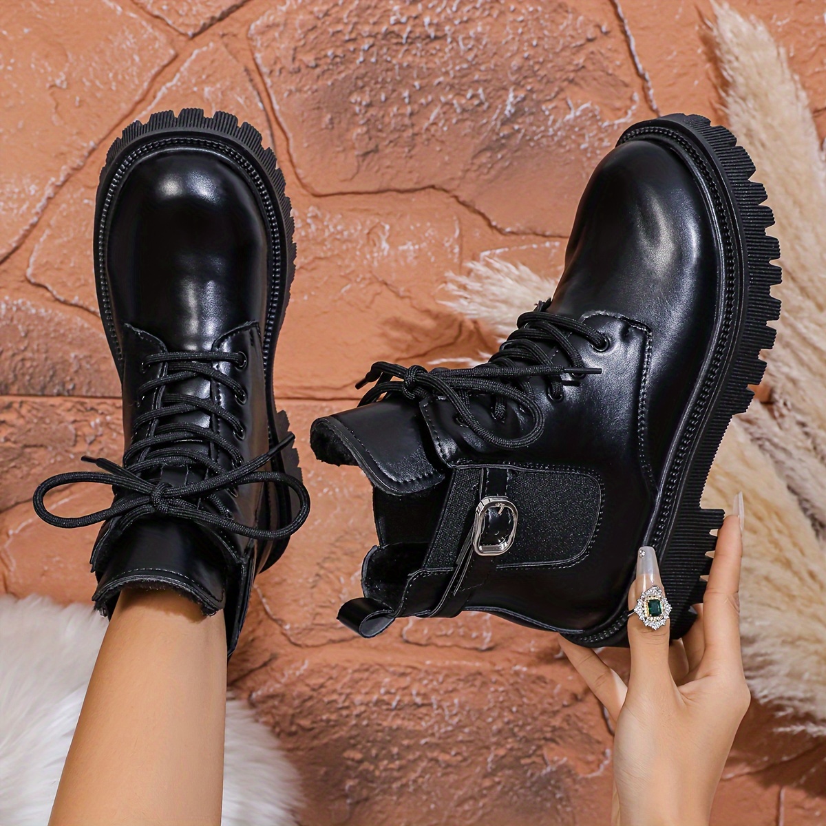 

's Pvc Ankle Booties , -up , Toe, Mid , Lined