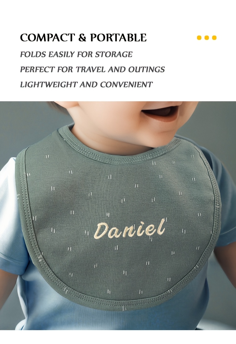 1pc customized embroidered name adjustable snap bib soft absorbent knit fabric   non waterproof feeding drool bib   newborns ideal for christmas and new year gifts details 6