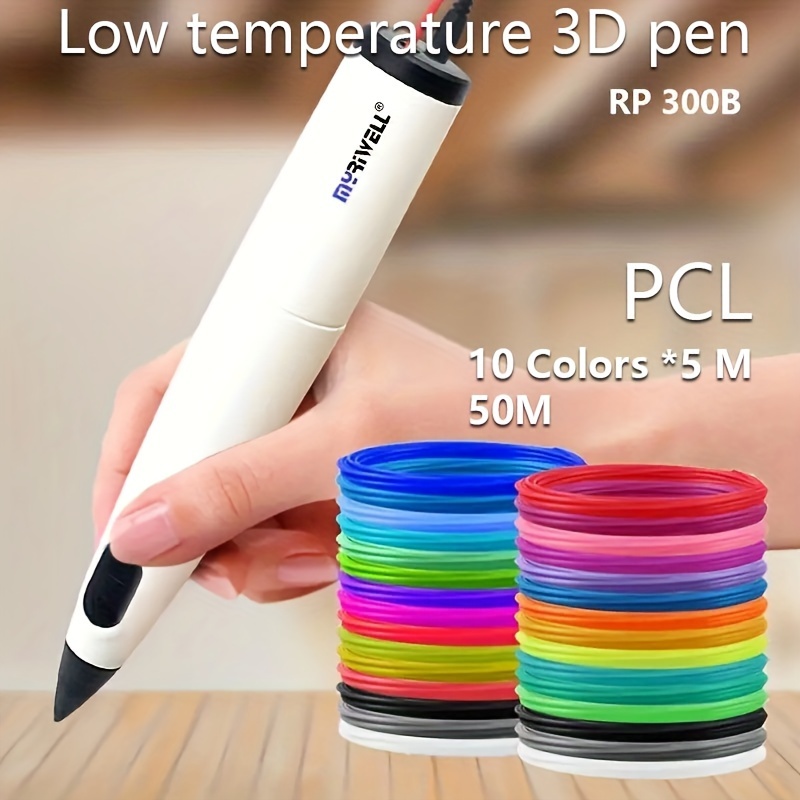 

Myrivell, Rp300b Low-temperature 3d Pen, Including 50m Diameter 1.75mm Pcl Printing Consumables, 3d Creative Painting Tool, 3d Graffiti Pen
