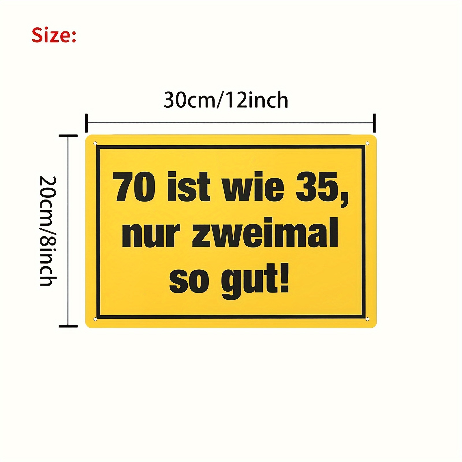 Image of 2d Flat, 1pc Metal Sign, 70th Birthday Sign - "70 Is , Only 20 Years Later" - Funny Metal Wall Decor For -8*12inch/ 20*30cm Party Gift & Decoration - Yellow With Black Text, Vintage Metal Sign