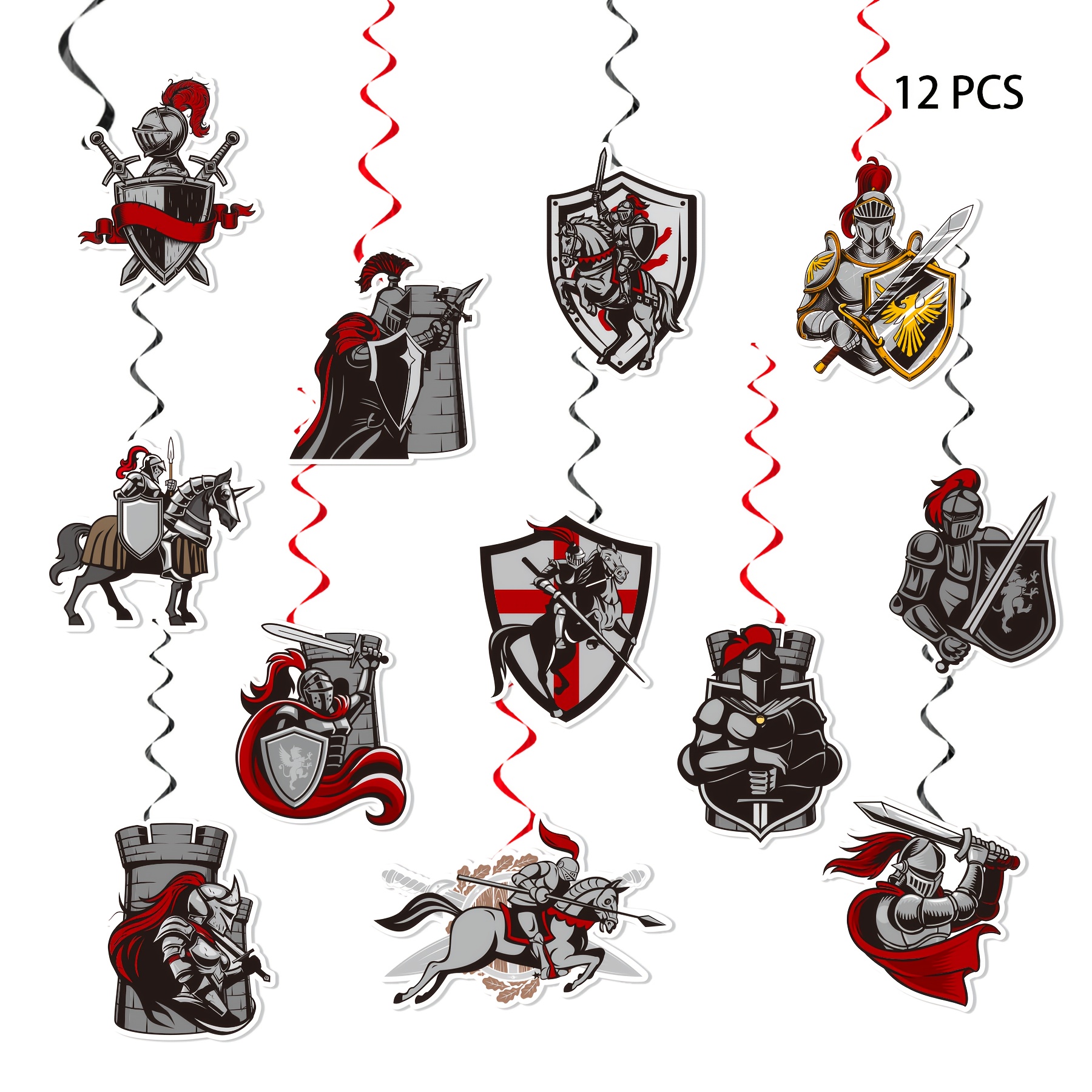 Image of Knight Party Decorations, 12 Knight Streamers, Medieval Party Supplies, Castle-themed Birthday Party Decor, Wall And Ceiling Decorations, Knight-themed Bedroom Decor