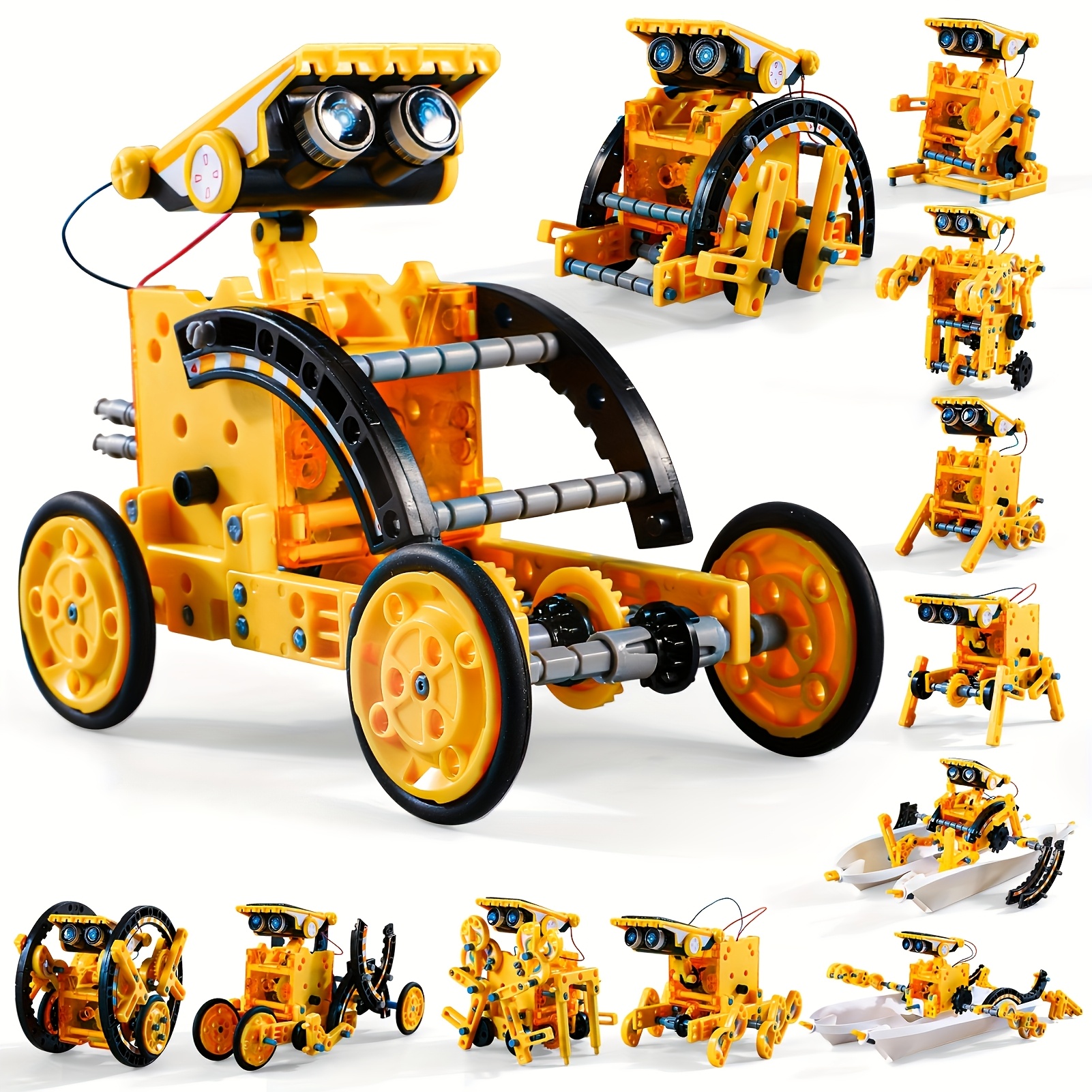 TEMU Kit de robot solaire STEM 12-en-1, jouets, ensemble d'expériences scientifiques de construction éducative, cadeaux d'anniversaire pour enfants