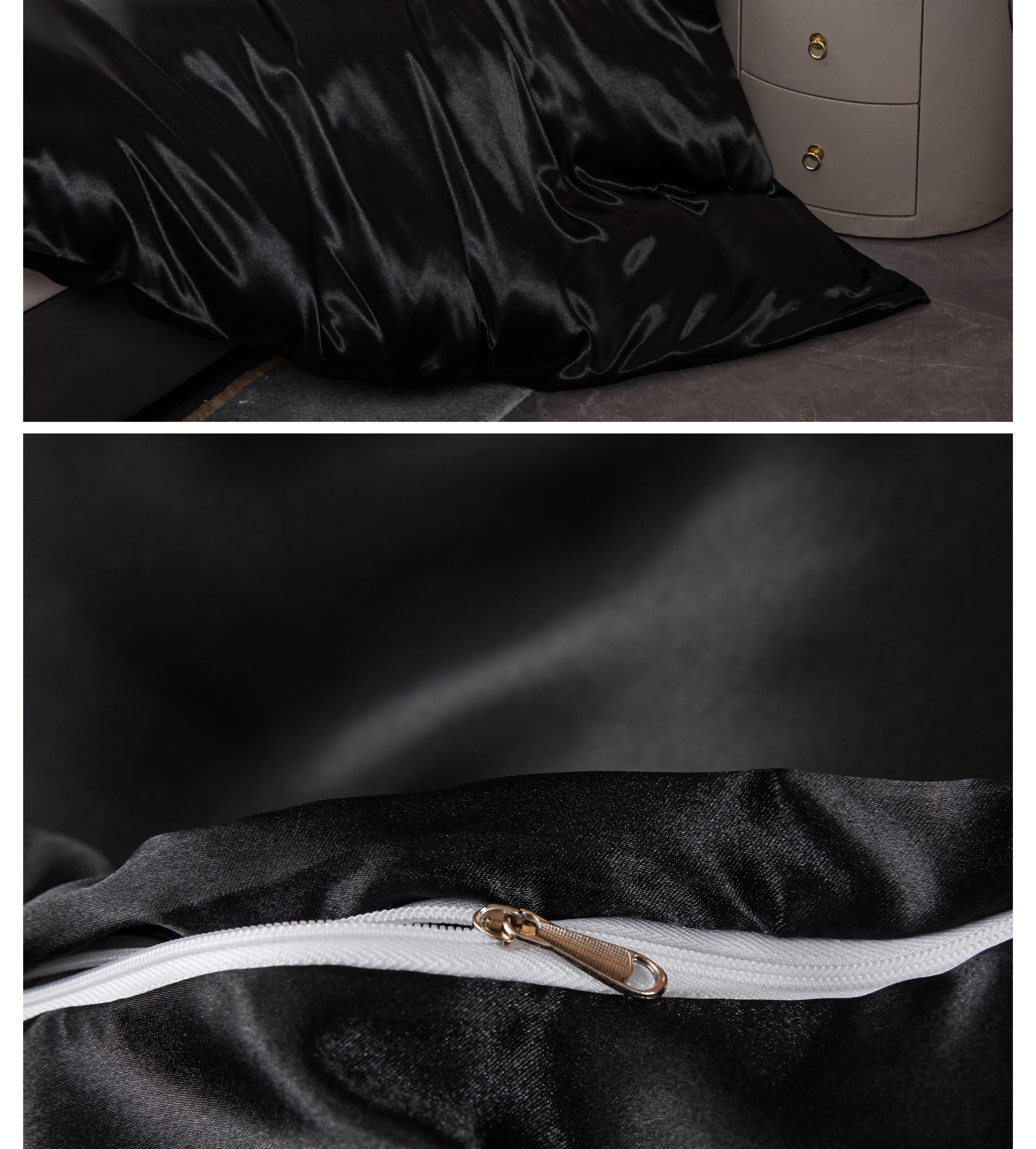 3pcs high end satin 90gms satin solid color duvet cover pillowcase three piece   duvet   pair of pillowcases details 4