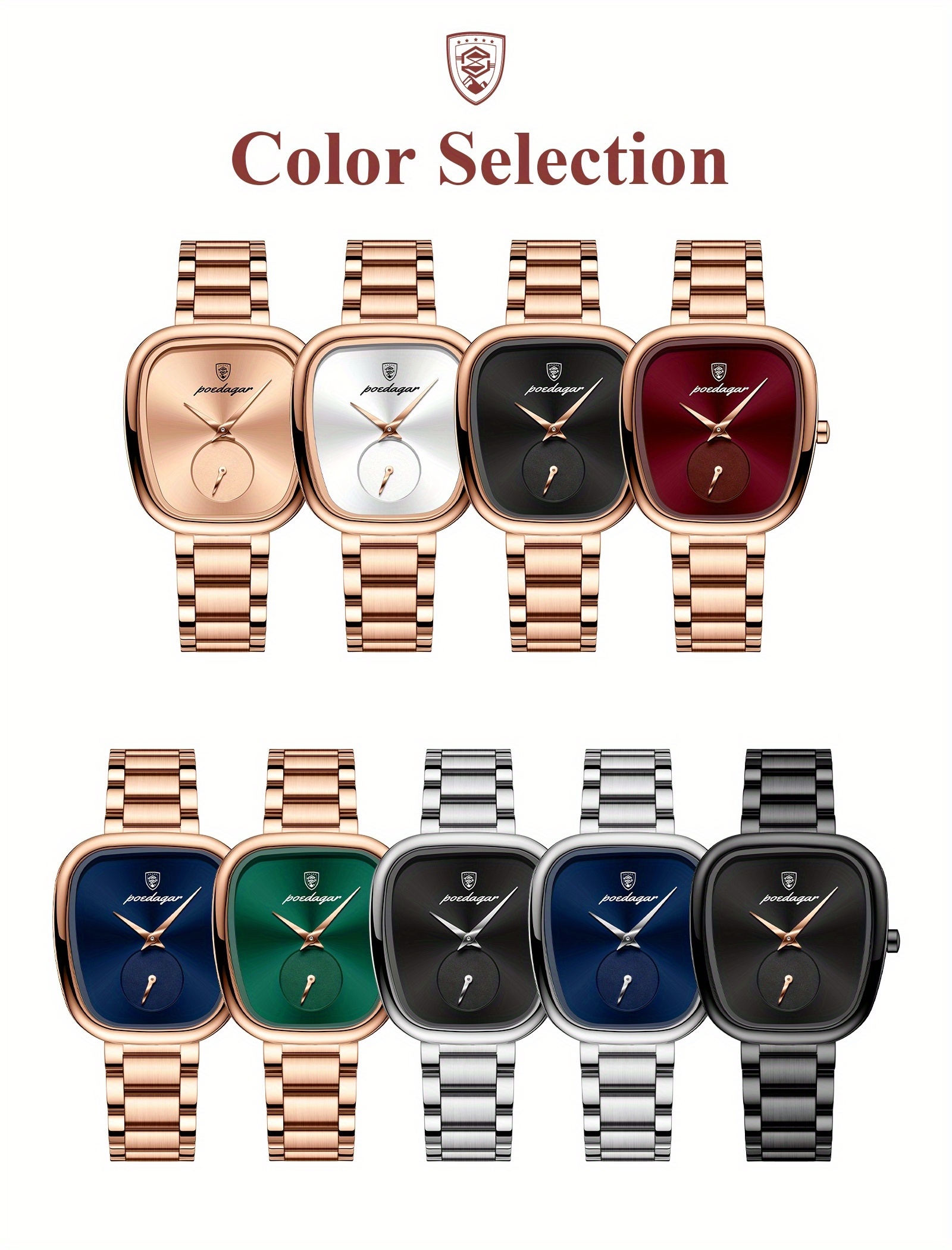 POEDAGAR Ultra-thin Stainless Steel Square Waterproof Quartz Wristwatch | Elegant and Exquisite Korean Style, Fashionable Luxury Ladies Watch with Non-rechargeable Battery